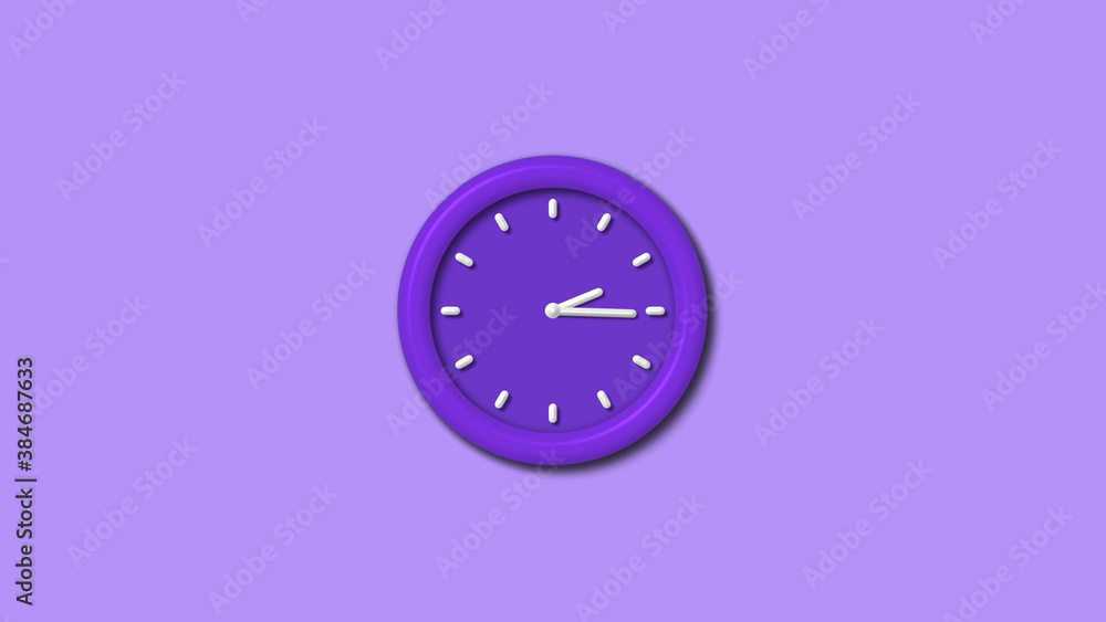 New 12 hours purple color 3d wall clock isolated on purple light background, Counting down 3d wall clock New 12 hours purple color 3d wall clock isolated on purple light background, Counting down 3d wall clock