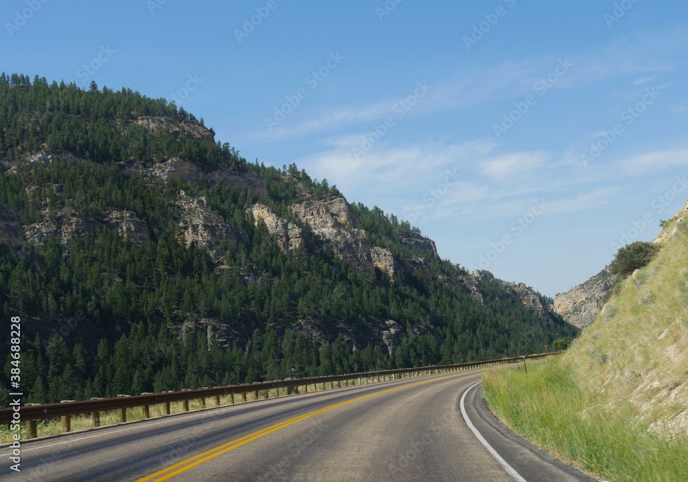 Scenic views along the road through the Bighorn Mountains in Wyoming.