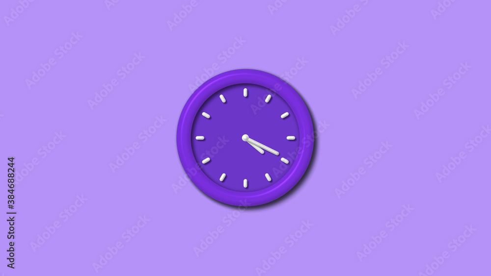 Purple color counting down 3d wall clock isolated on purple light background, 12 hours wall clock Purple color counting down 3d wall clock isolated on purple light background, 12 hours wall clock