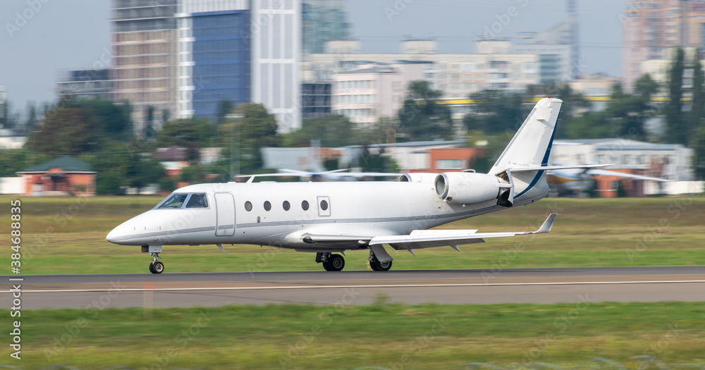 Business jet landing Business jet landing