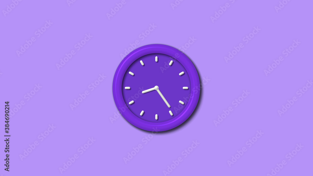 New purple color 3d wall clock isolated on purple light background, Counting down 3d wall clock New purple color 3d wall clock isolated on purple light background, Counting down 3d wall clock