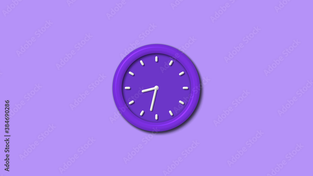 New purple color 3d wall clock isolated on purple light background, Counting down 3d wall clock New purple color 3d wall clock isolated on purple light background, Counting down 3d wall clock