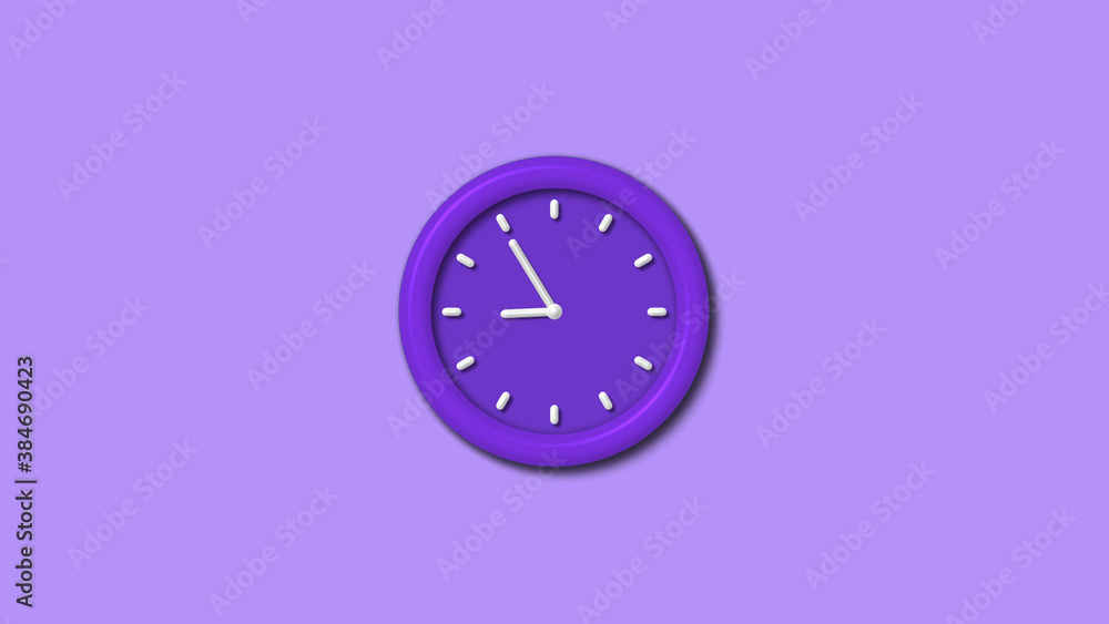 New purple color 3d wall clock isolated on purple light background, Counting down 3d wall clock New purple color 3d wall clock isolated on purple light background, Counting down 3d wall clock