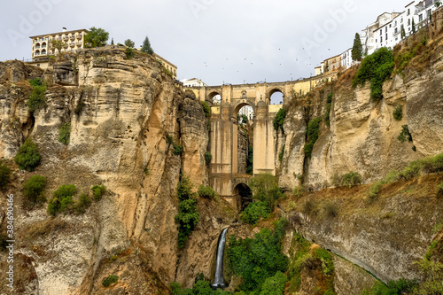 Puente Nuevo in Ronda, Spain spans the 120m deep chasm which divides the city. photo