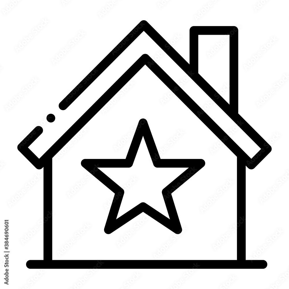 Pixel perfect home house with star favorite line icon Pixel perfect home house with star favorite line icon