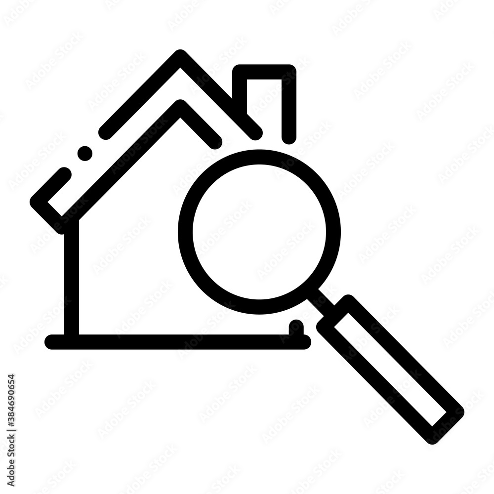 Pixel perfect home house search and looking line icon Pixel perfect home house search and looking line icon