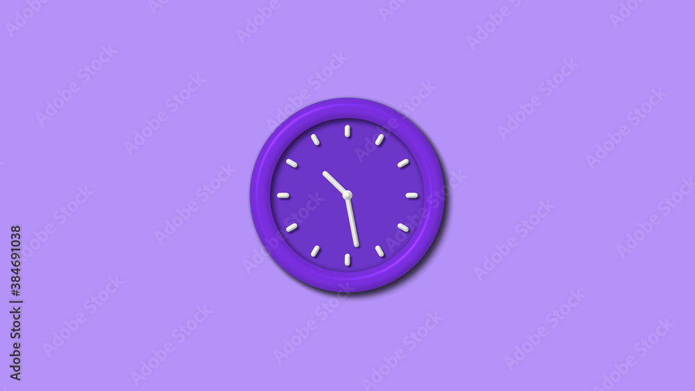 New purple color 3d wall clock isolated on purple light background, Counting down 3d wall clock New purple color 3d wall clock isolated on purple light background, Counting down 3d wall clock