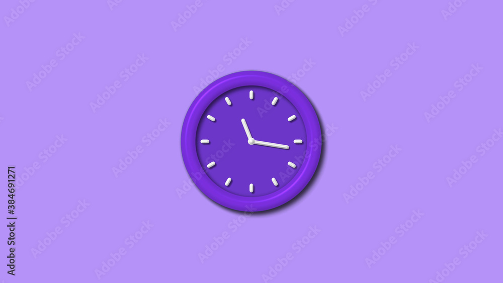 New purple color 3d wall clock isolated on purple light background, Counting down 3d wall clock New purple color 3d wall clock isolated on purple light background, Counting down 3d wall clock
