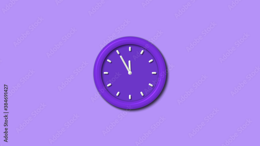 New purple color 3d wall clock isolated on purple light background, Counting down 3d wall clock New purple color 3d wall clock isolated on purple light background, Counting down 3d wall clock
