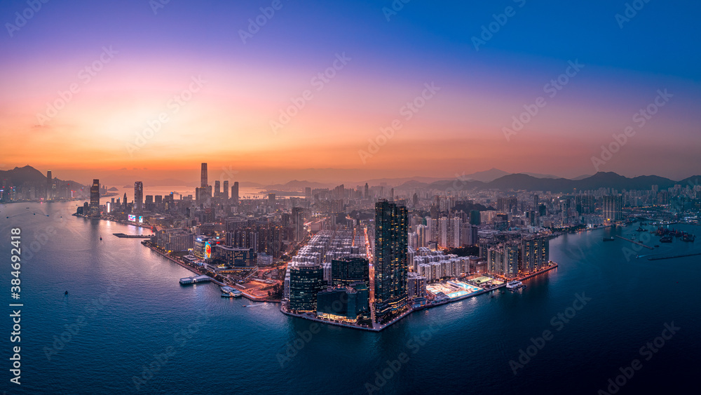 Hong Kong  panoramic cityscape at unique angles