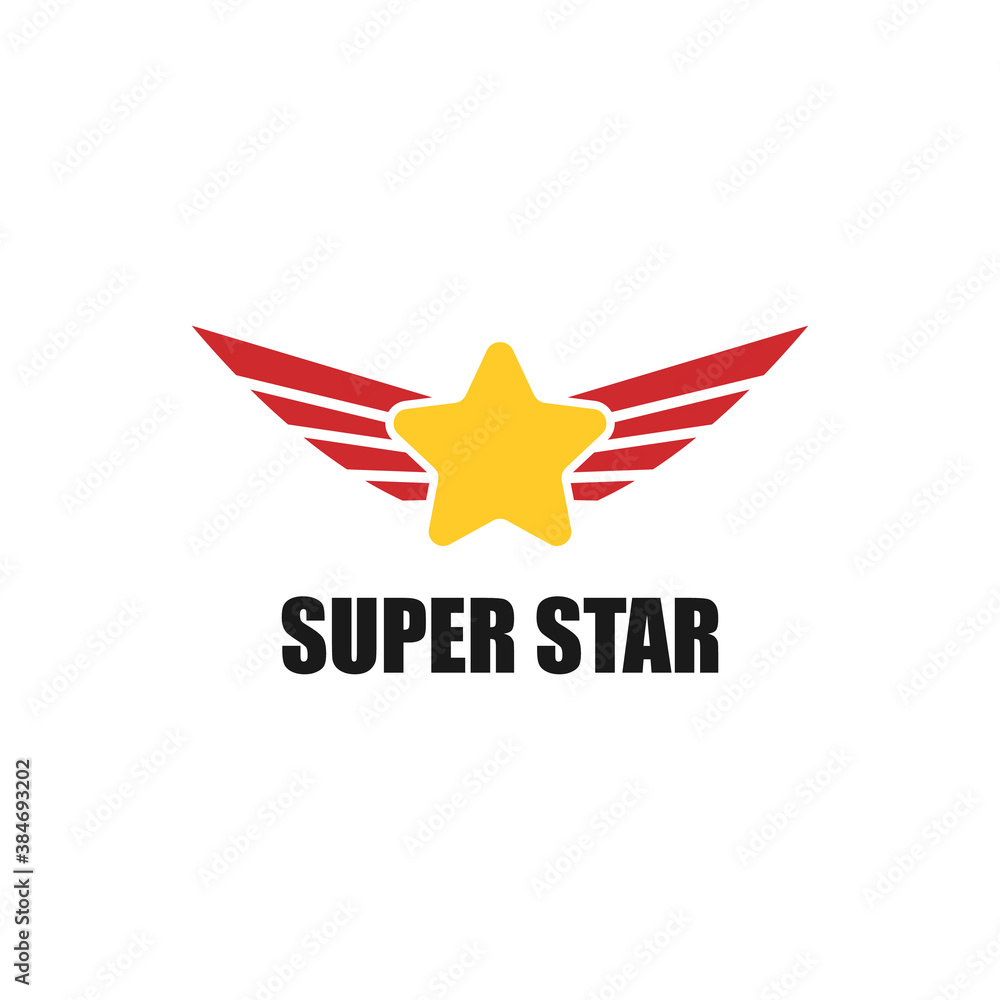 Obraz premium star combine with wing logo design illustration