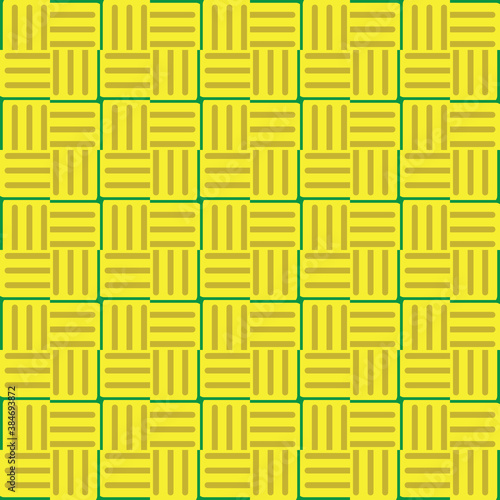 Vector seamless pattern texture background with geometric shapes, colored in green, yellow, gold colors.