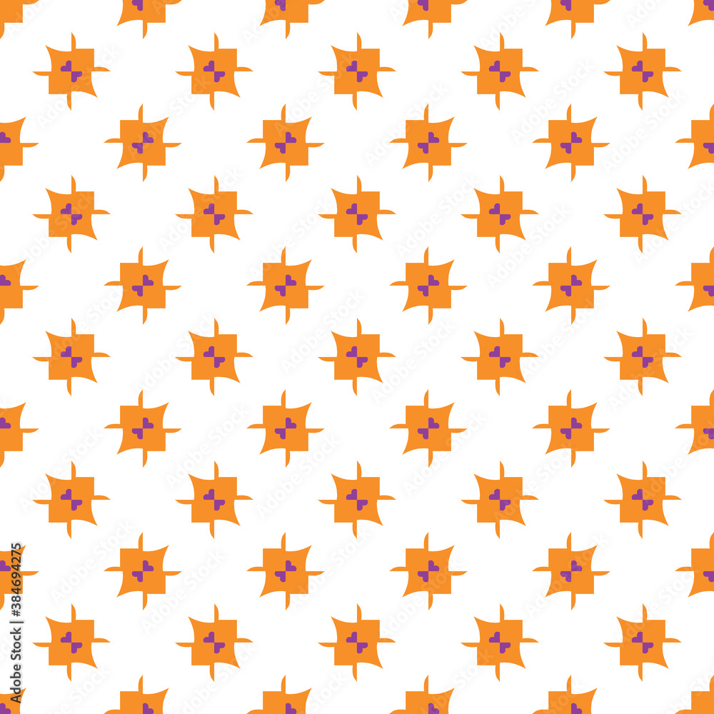 Vector seamless pattern texture background with geometric shapes, colored in orange, purple, white colors. Vector seamless pattern texture background with geometric shapes, colored in orange, purple, white colors.
