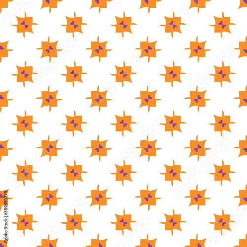 Vector seamless pattern texture background with geometric shapes, colored in orange, purple, white colors.