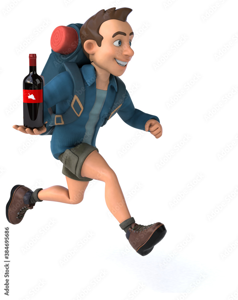 Fun illustration of a 3D cartoon backpacker Fun illustration of a 3D cartoon backpacker