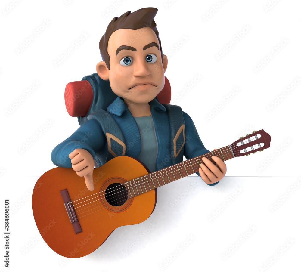 Fun illustration of a 3D cartoon backpacker Fun illustration of a 3D cartoon backpacker