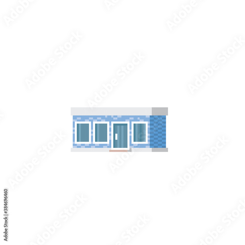 Shop, store icon. Pixel art. Old school computer graphic. 8 bit video game. Game assets 8-bit sprite. 16-bit.