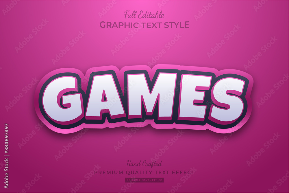 Pink Games Cartoon Editable Premium Text Style Effect Pink Games Cartoon Editable Premium Text Style Effect