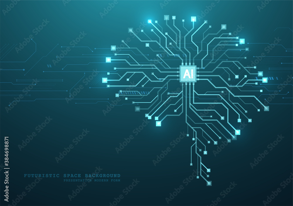 Obraz premium Technological brain and machine learning concept