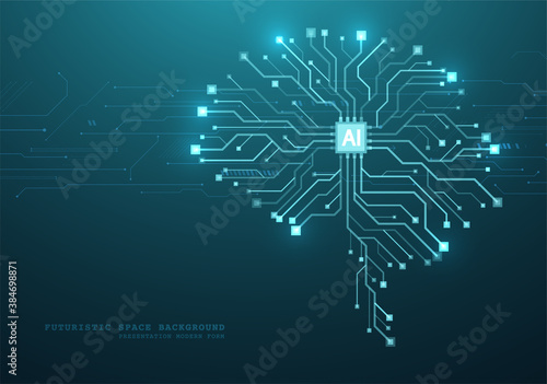 Technological brain and machine learning concept