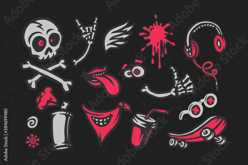 Set of street art vector illustrations