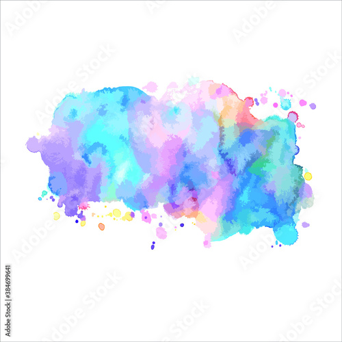 Vector splashes of paint watercolor on white.