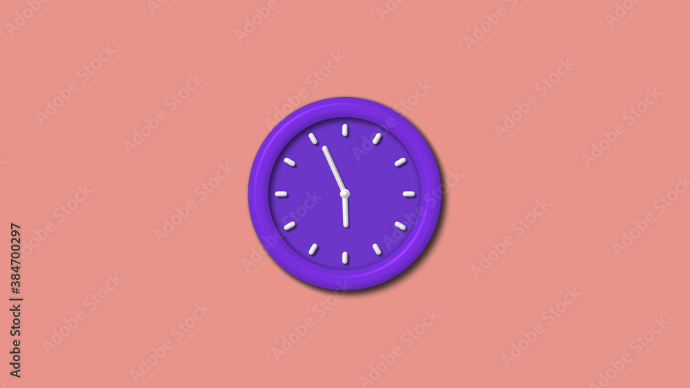 Amazing counting down purple color 3d wall clock isolated on red light background, 12 hours wall clock Amazing counting down purple color 3d wall clock isolated on red light background, 12 hours wall clock