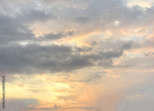 Sunset sky with clouds, beautiful pastel colors landscape skyline © millaf