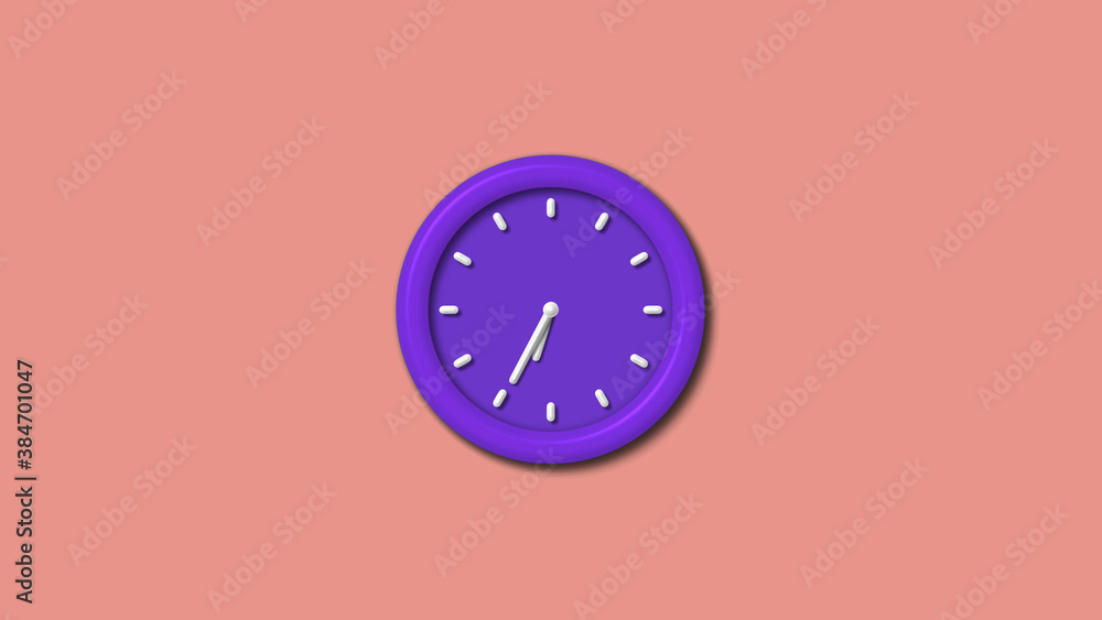 Amazing counting down purple color 3d wall clock isolated on red light background, 12 hours wall clock Amazing counting down purple color 3d wall clock isolated on red light background, 12 hours wall clock