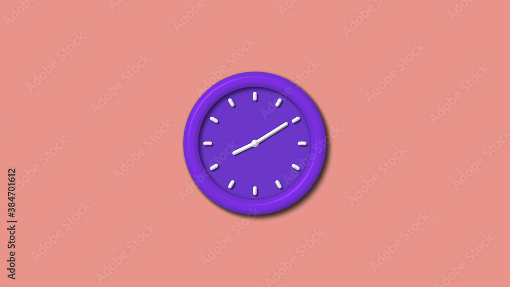 Amazing counting down purple color 3d wall clock isolated on red light background, 12 hours wall clock Amazing counting down purple color 3d wall clock isolated on red light background, 12 hours wall clock