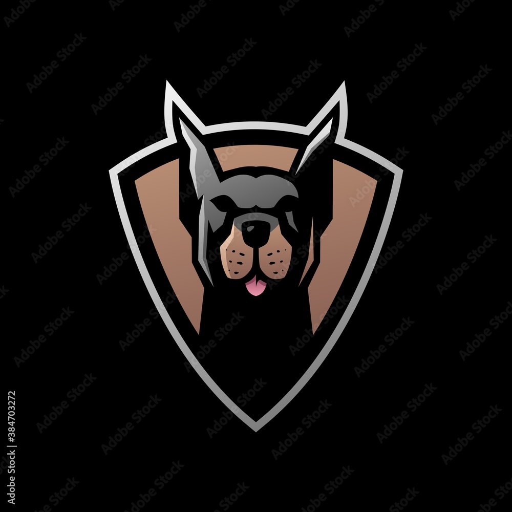 doberman pinscher shield e sport logo vector icon illustration doberman pinscher shield e sport logo vector icon illustration