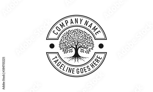 Vector design of vintage tree of life / emblem logo
