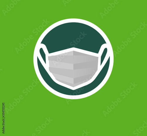 port du masque sur fond vert