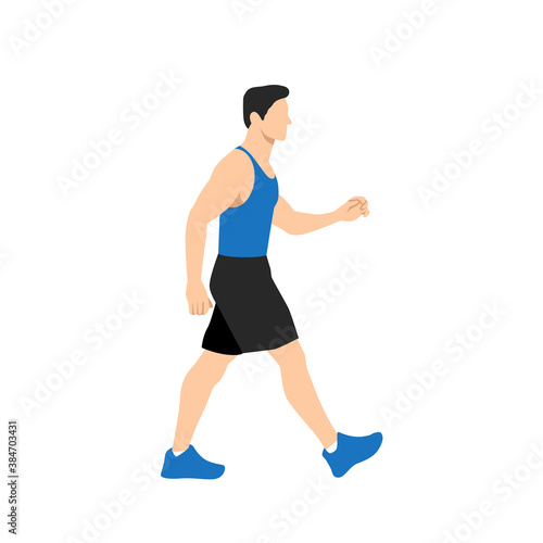 Concept illustration vector graphic design of a man walking for cardio training. Vector design