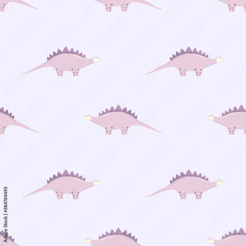 Obraz premium Seamless pattern with cute purple dinosaurs