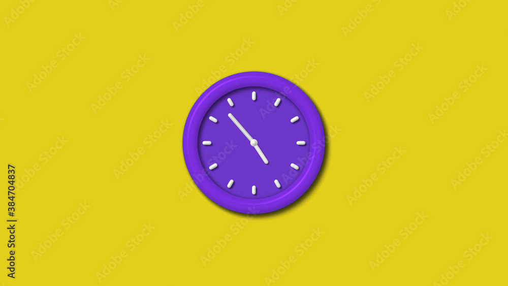 Counting down purple color 12 hours 3d wall cock isolated,clock isolated