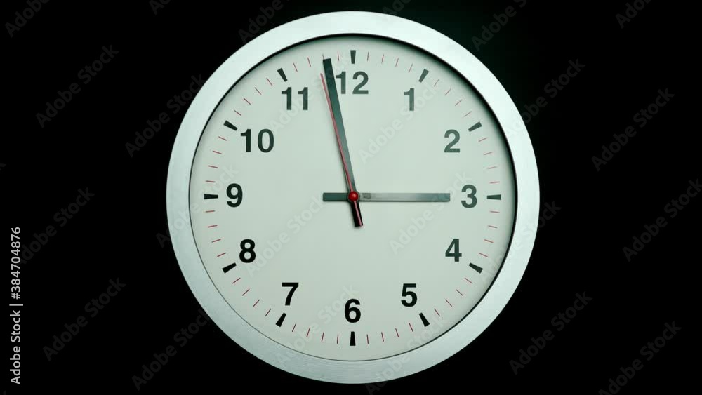Wall clock isolated on black background, Showtime 02.58 am or pm, Second hand minute Walk, Time concept. Wall clock isolated on black background, Showtime 02.58 am or pm, Second hand minute Walk, Time concept.