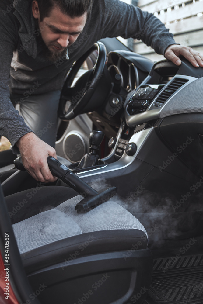 cleaning and disinfecting by steam of the car interior and car seats cleaning and disinfecting by steam of the car interior and car seats