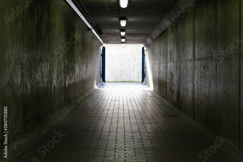 Light at the end of the tunnel, Thames Barrier passageway in London