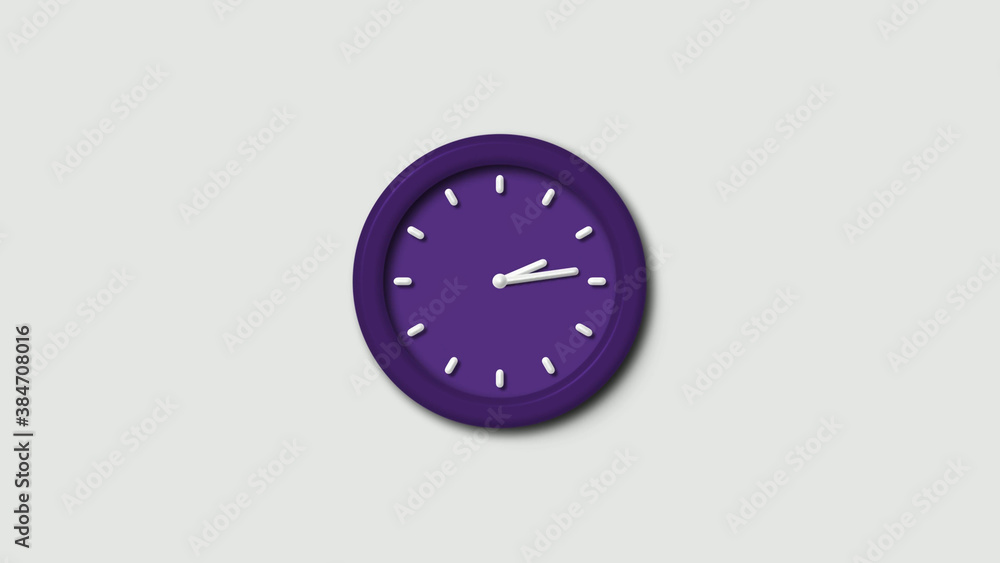 Purple dark 3d wall clock isolated Purple dark 3d wall clock isolated