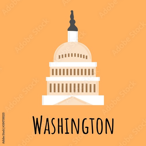Capitol in Washington. Hand drawn vector illustration isolated on white background