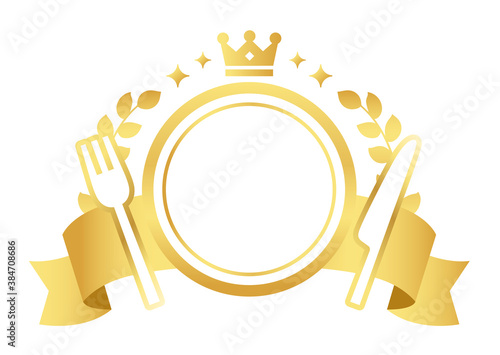 Ranking material for luxurious golden cutlery and ribbons. gold