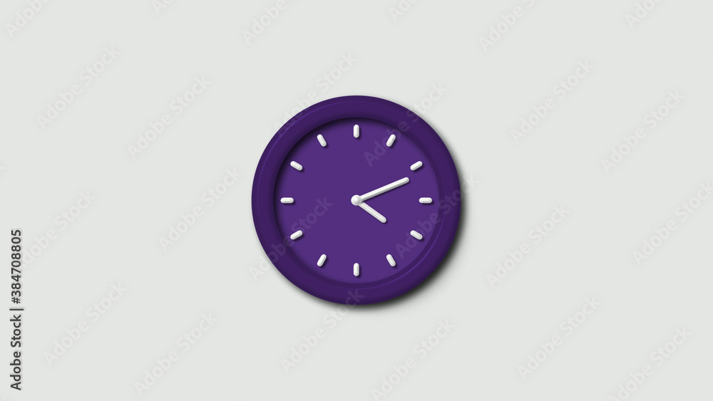 Purple dark 3d wall clock isolated Purple dark 3d wall clock isolated