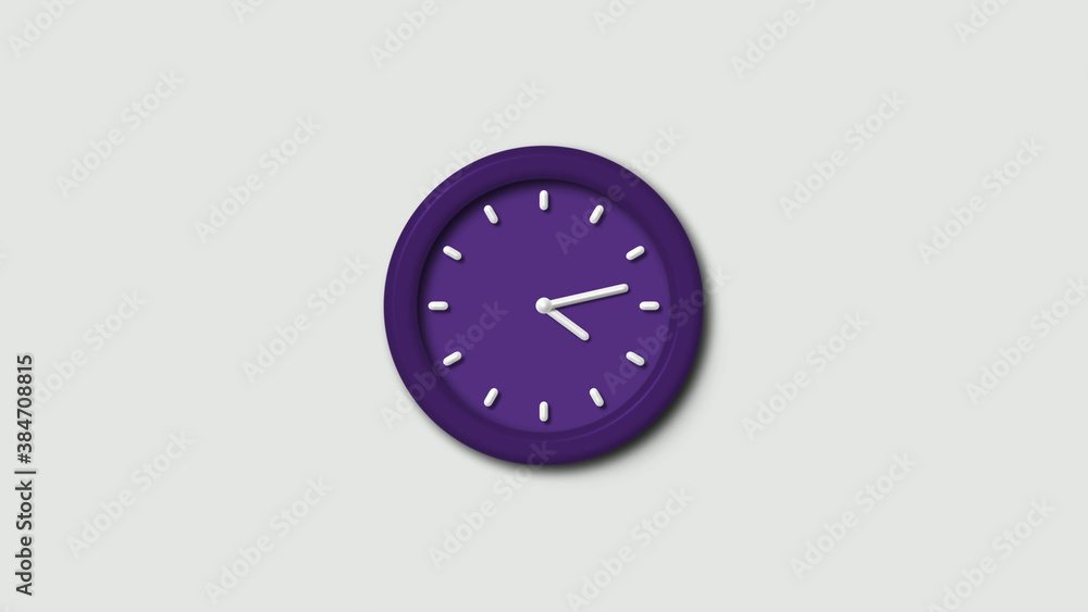 Purple dark 3d wall clock isolated Purple dark 3d wall clock isolated