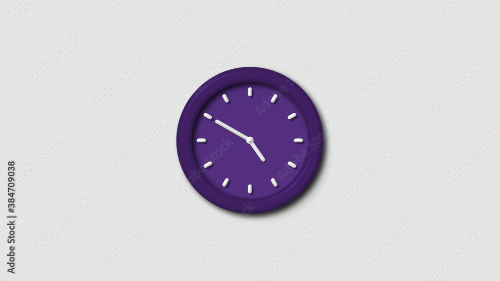 Purple dark 3d wall clock isolated Purple dark 3d wall clock isolated