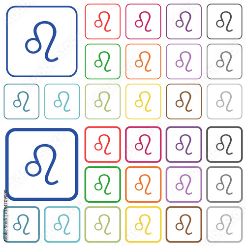 Leo zodiac symbol outlined flat color icons
