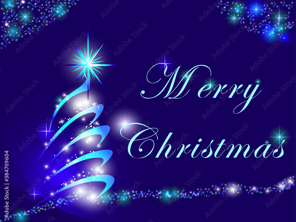Christmas tree. Abstract blue Christmas tree with stars on a blue background. Christmas tree. Abstract blue Christmas tree with stars on a blue background.