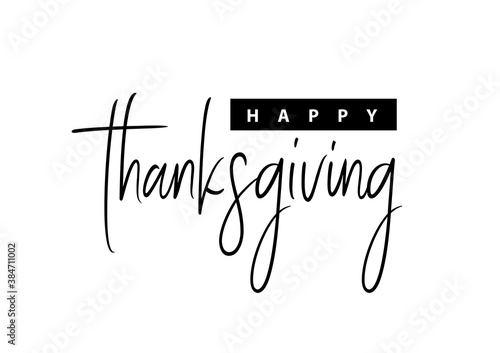 Happy Thanksgiving Day hand painted lettering for Thanksgiving Day. Thanksgiving typography. Thanksgiving design for cards, prints, invitations. Black text isolated on white background.