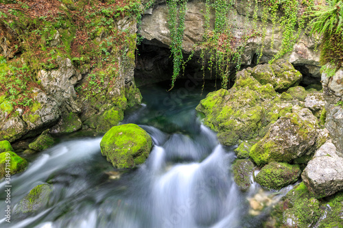 Source of River Schwarzbach and Golling waterfall near Golling in Salzburg county, Austria photo