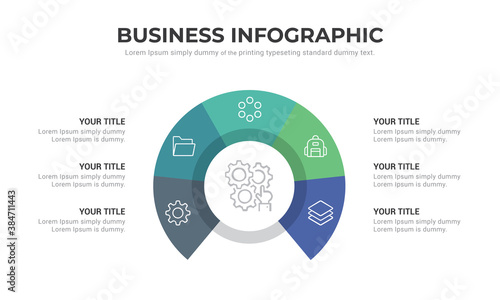 Circle infographic template with 5 steps for presentations, Vector illustration eps 10